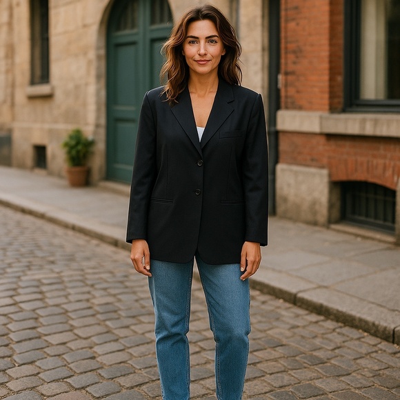 Draper’s & Damon’s 100% Silk Classic Black Two-Button Blazer Jacket Women's M - Picture 9 of 9